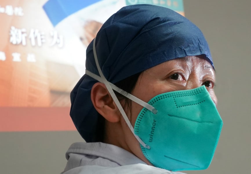 A medical worker at Union Hospital in Wuhan, China. REUTERS.